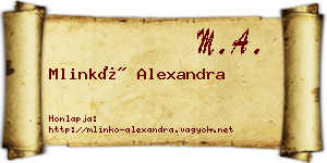 Mlinkó Alexandra névjegykártya